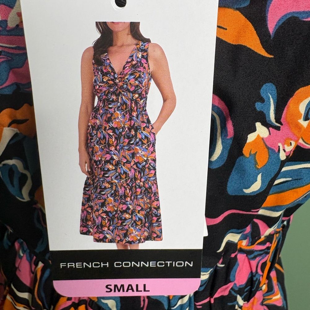 nwt French Connection Black and Pink Floral Maxi Dress small - Picture 13 of 15